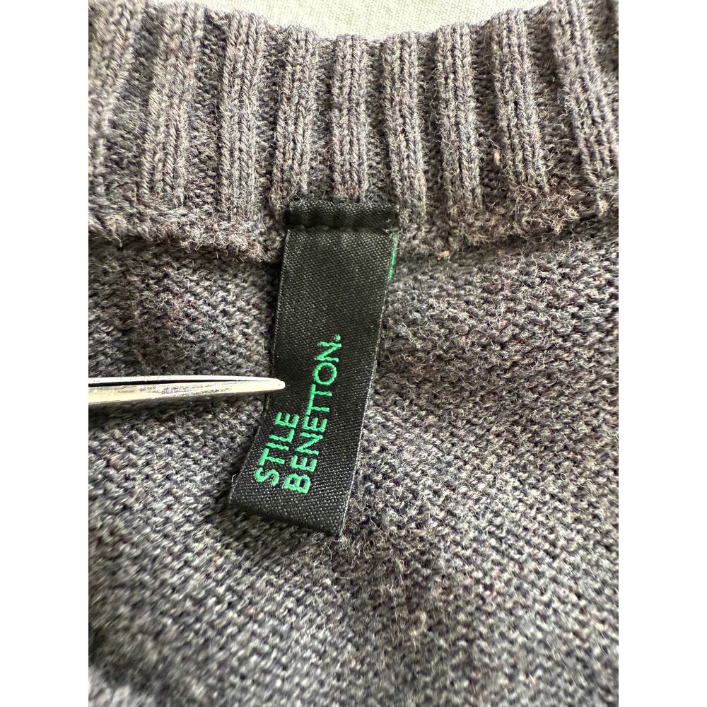 Stile Benetton Unisex Sweater Gray Blue White Size MED 100% Cotton - Picture 9 of 10